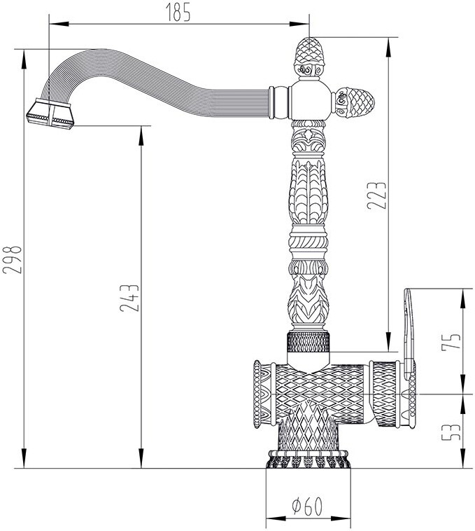 Смеситель ZorG Antic A 421 K-BR для кухонной мойки, бронза - Вид №1