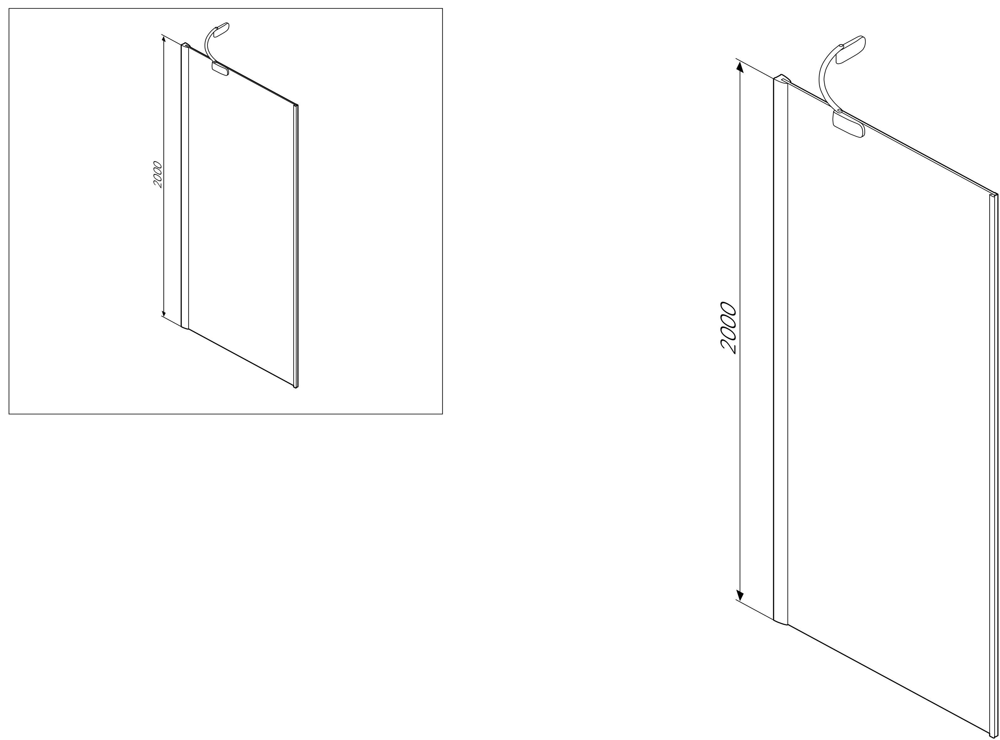 W30G-W100-200-CT-R боковая стенка 1000х2000 правосторонняя профиль хром стекло прозрач AM.PM Sensation - Вид №1