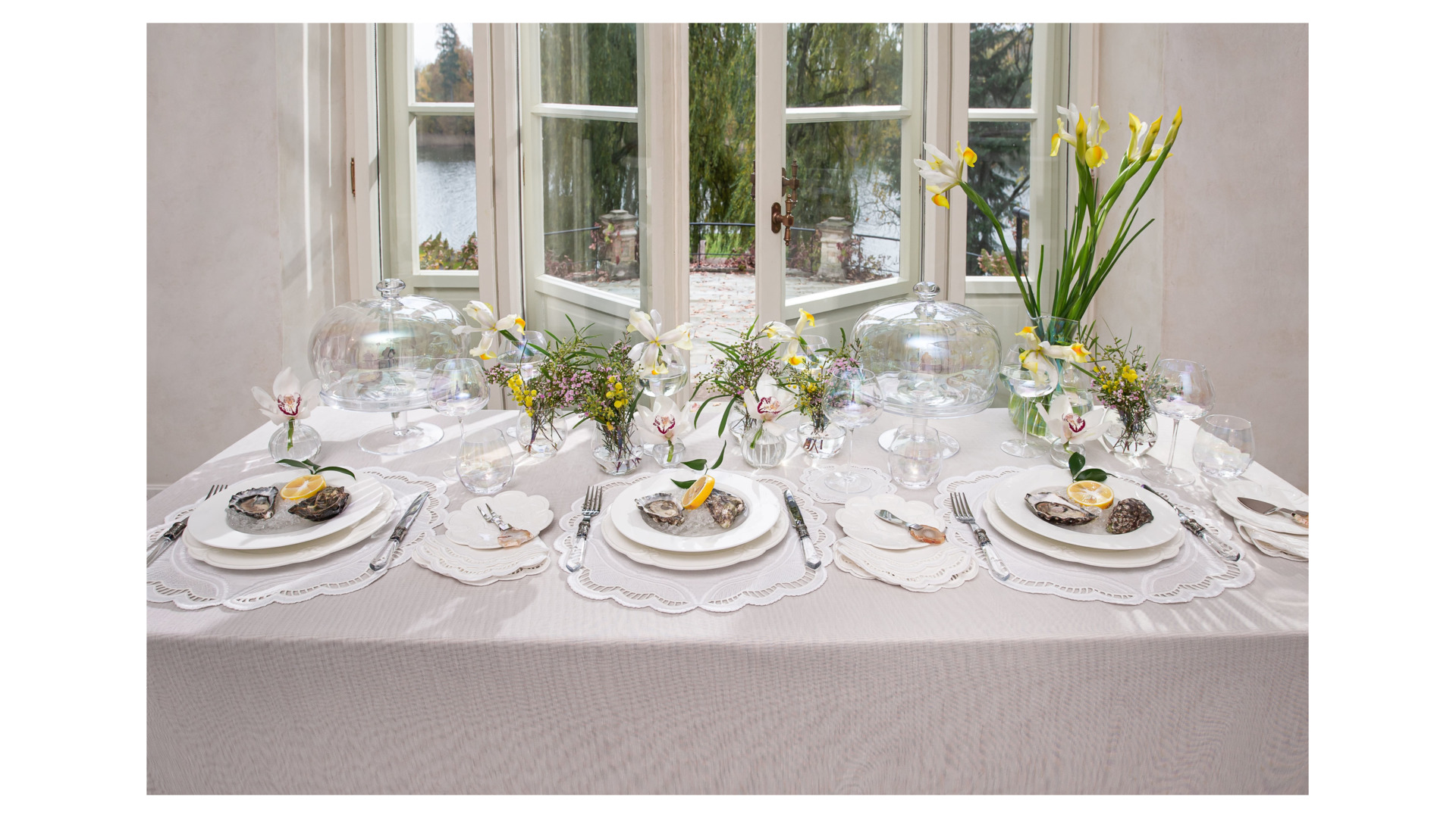 10677596 Truffle Bee Набор плейсматов круглых Truffle Bee Oyster 43см, 2шт, белый, лен Ткань - Вид №2