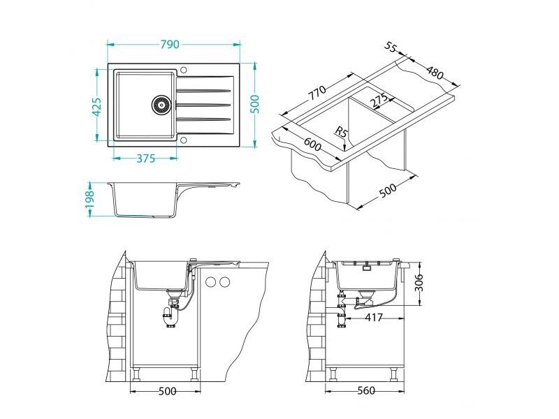 Мойка Alveus Cadit 20 1132025 - Вид №3