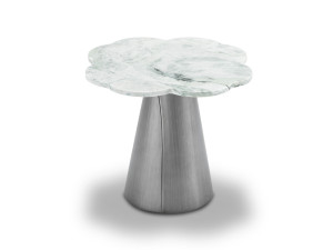 Журнальный столик из мрамора и нержавеющей стали с центральным основанием