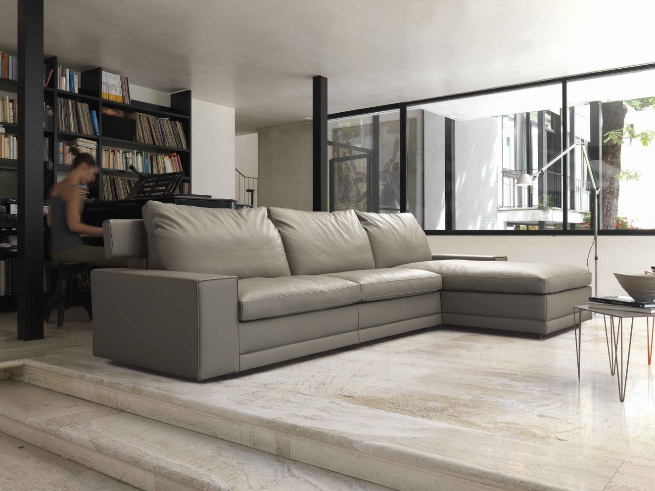 Кожаный раскладной диван-кровать с полуостровом BODEMA All-In ARCH-00131378