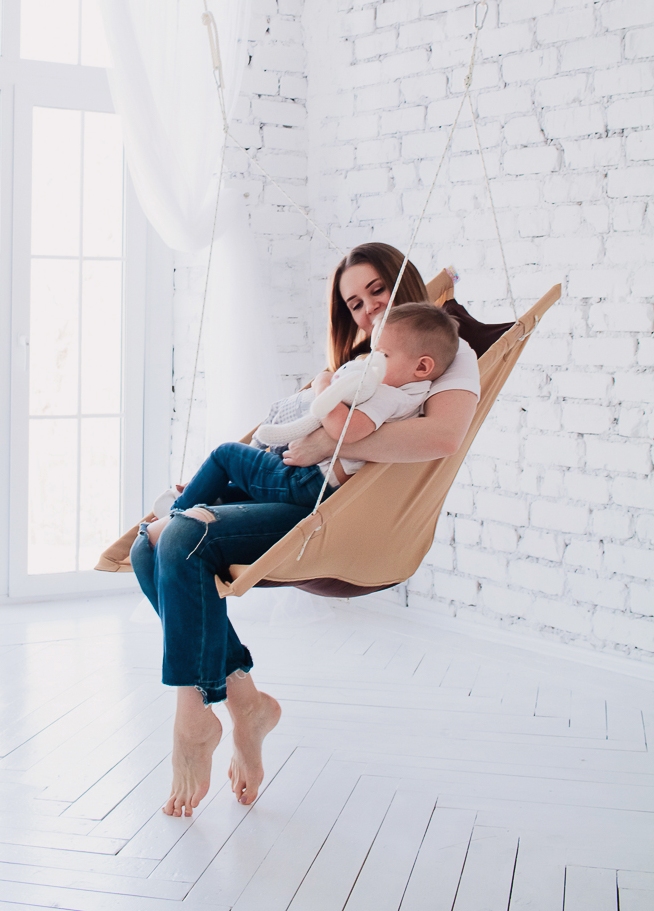 Гамак детский эргономичный бежево-коричневый ПОКАЧАЙКА  326718 Бежевый Santreyd  - Вид №4