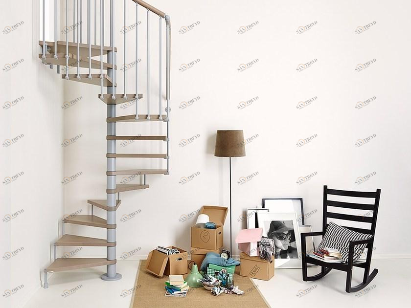 Fontanot Винтовая лестница из стали и дерева с квадратным планом в комплекте Pixima sun-id-1457119