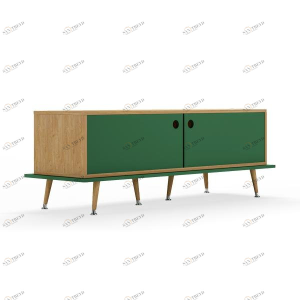Тумба под телевизор с дверцами зеленая Woodi WOODI  00-3965984 Дуб сонома;бежевый;зеленый 
