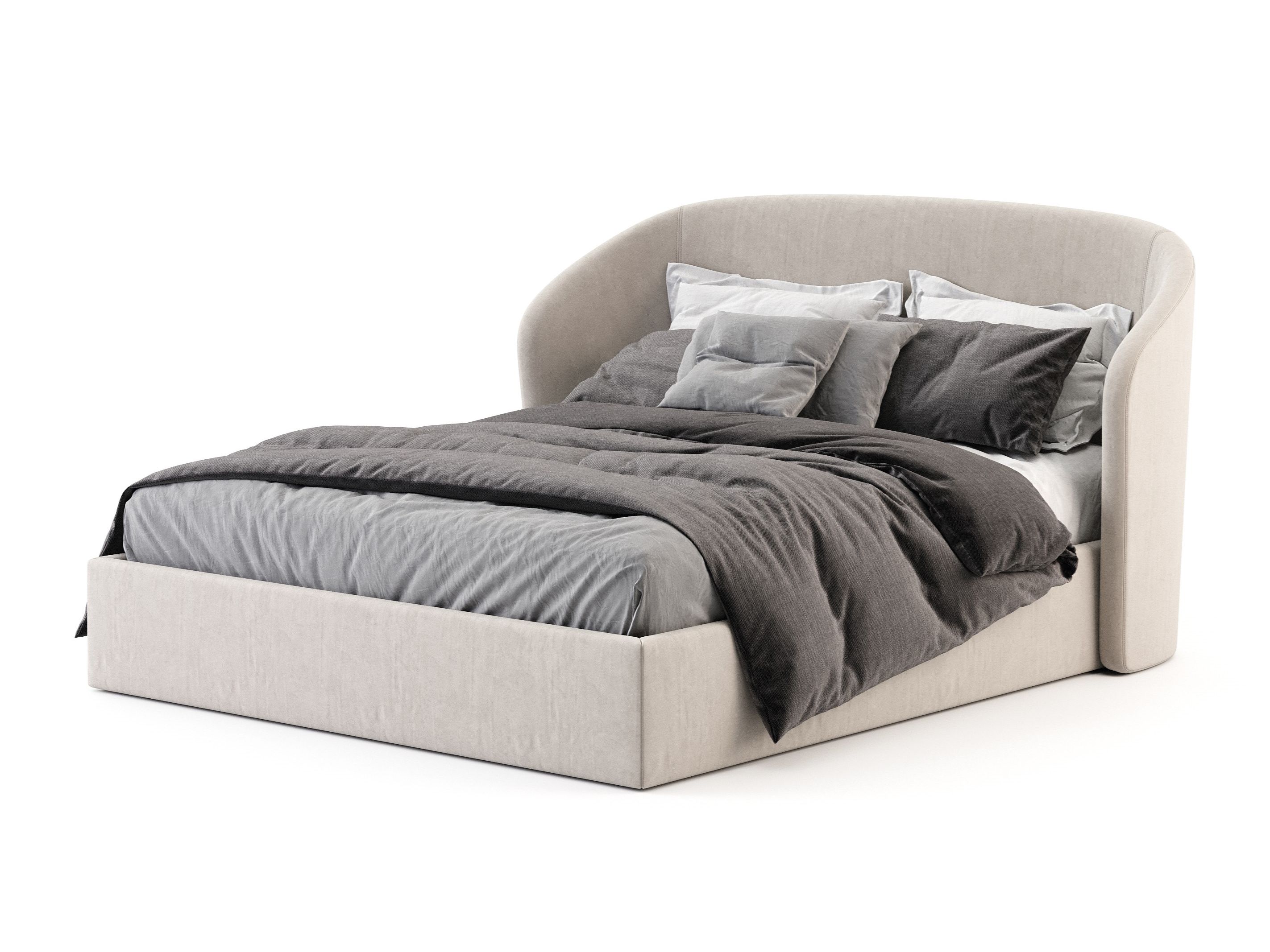 Бархатная двуспальная кровать с мягким изголовьем Stylish Club Fortune ARCH-00148202