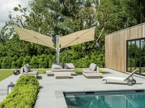 Umbrosa Двойной квадратный алюминиевый зонт с боковой стойкой Spectra