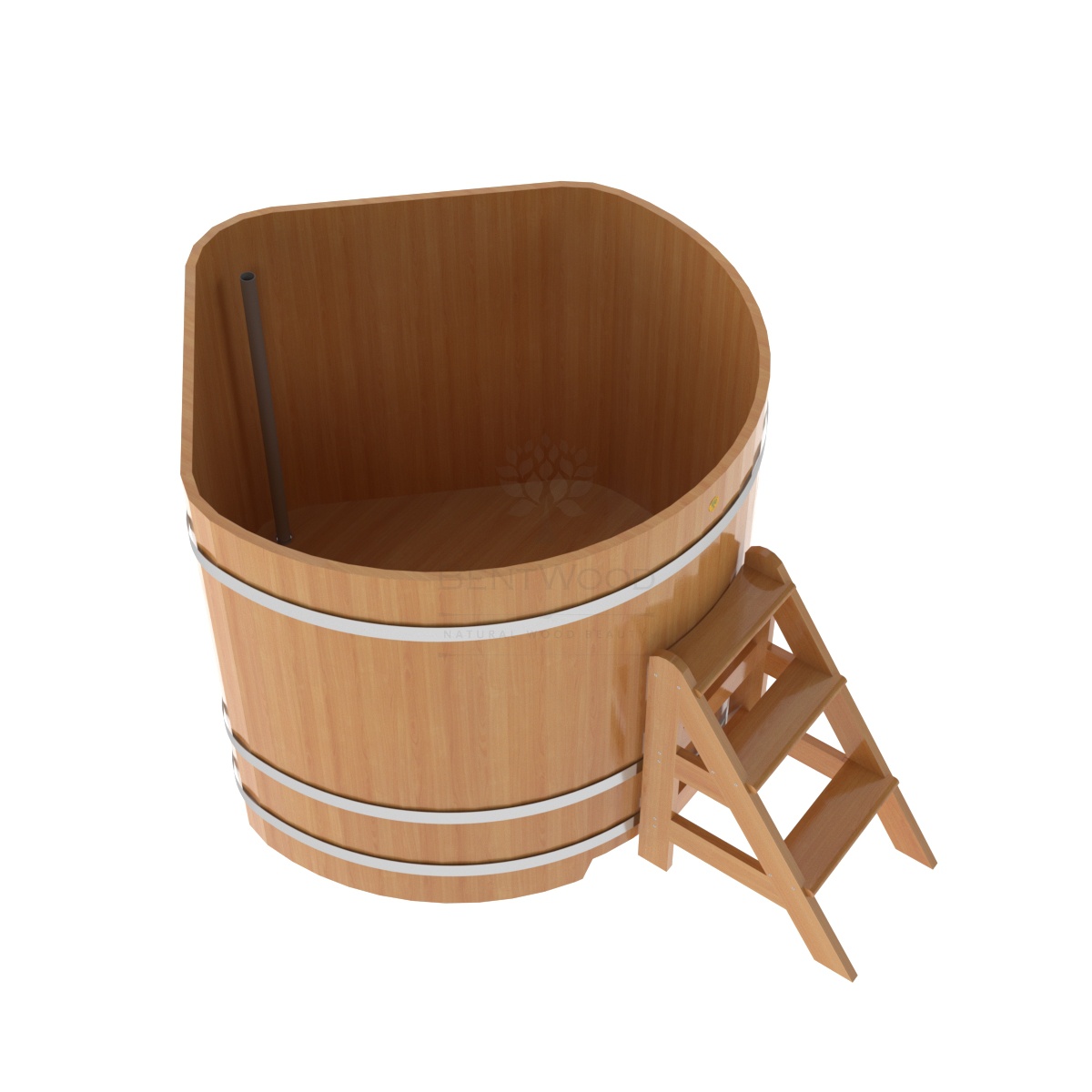 1243 Купель угловая из лиственницы 1,37х1,37х1,2 натуральная премиум Alyarus  - Вид №1