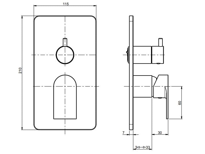 Однорычажный смеситель для душа с переключателем с пластиной Rubinetterie Frattini Птолемей ARCH-00023941 - Вид №2