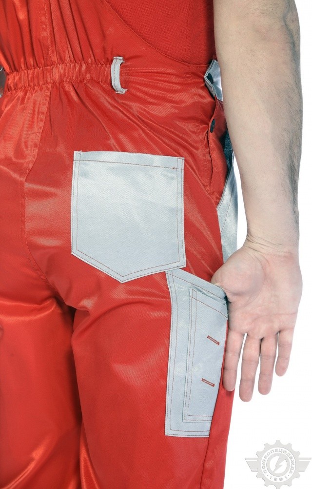 61488 Полукомбинезон "Мастер" красный-светло-серый  Летняя спецодежда  размер 60-62/182-188  - Вид №7
