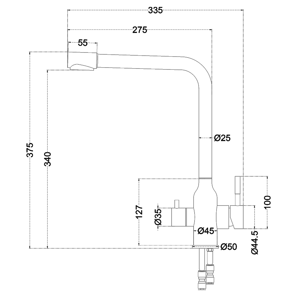 Смеситель д/кухни MELANA -610304PVD-B Stello,графит,нерж.сталь,с переключателем на фильтр,однорыч 610304PVD-B графит - Вид №1