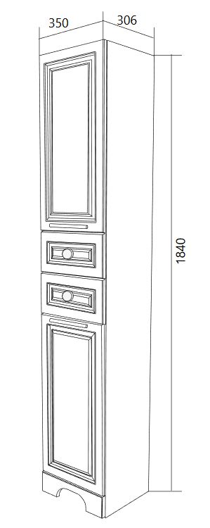 У59770 Шкаф - Пенал Прованс 35Н, 2д, 2я, Белый глянец 1 Marka Прованс - Вид №1