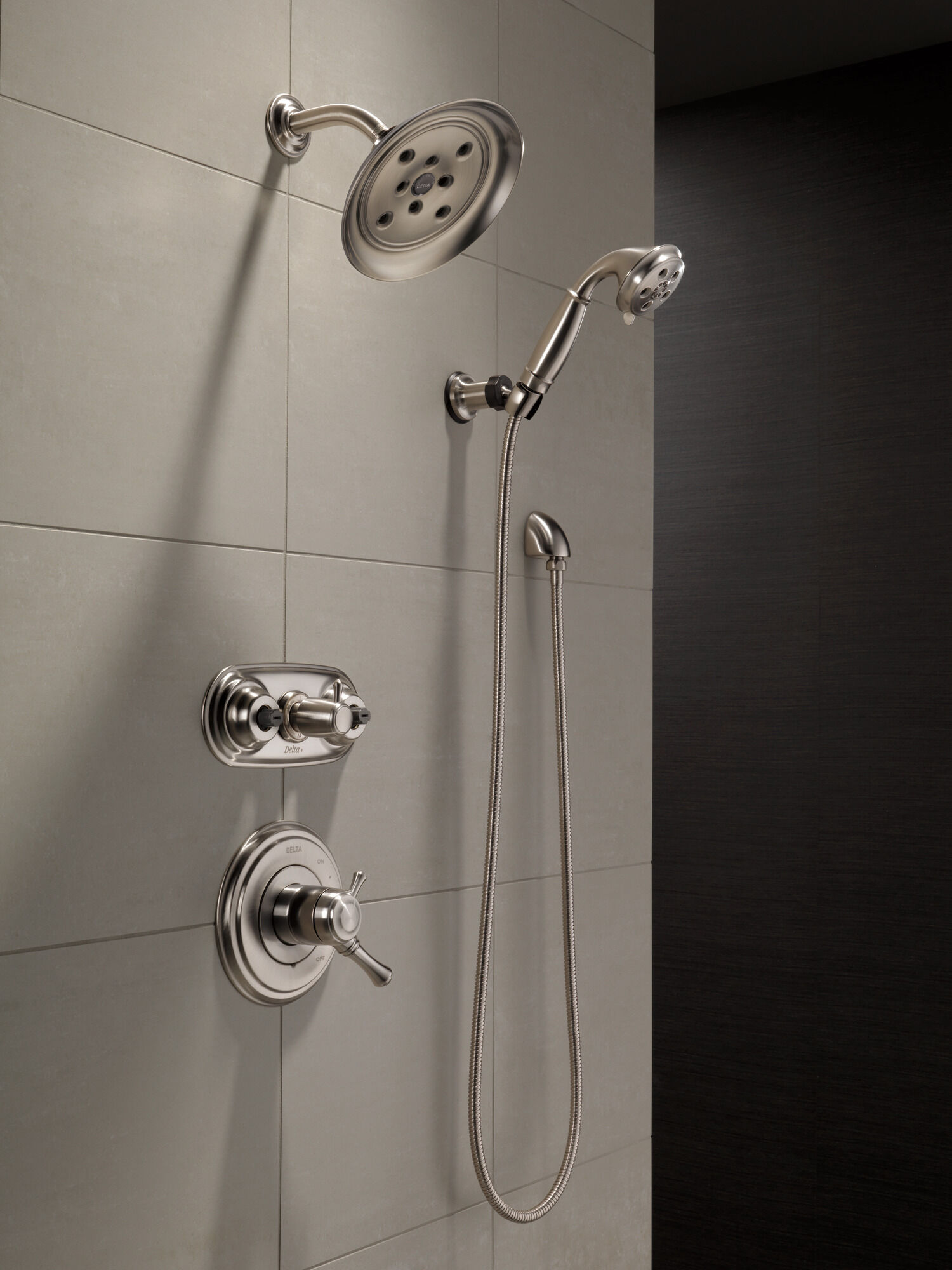 T17297-SS Накладка для душа Monitor® 17 серии H2Okinetic® Delta Faucet Cassidy Нержавеющая сталь  - Вид №4