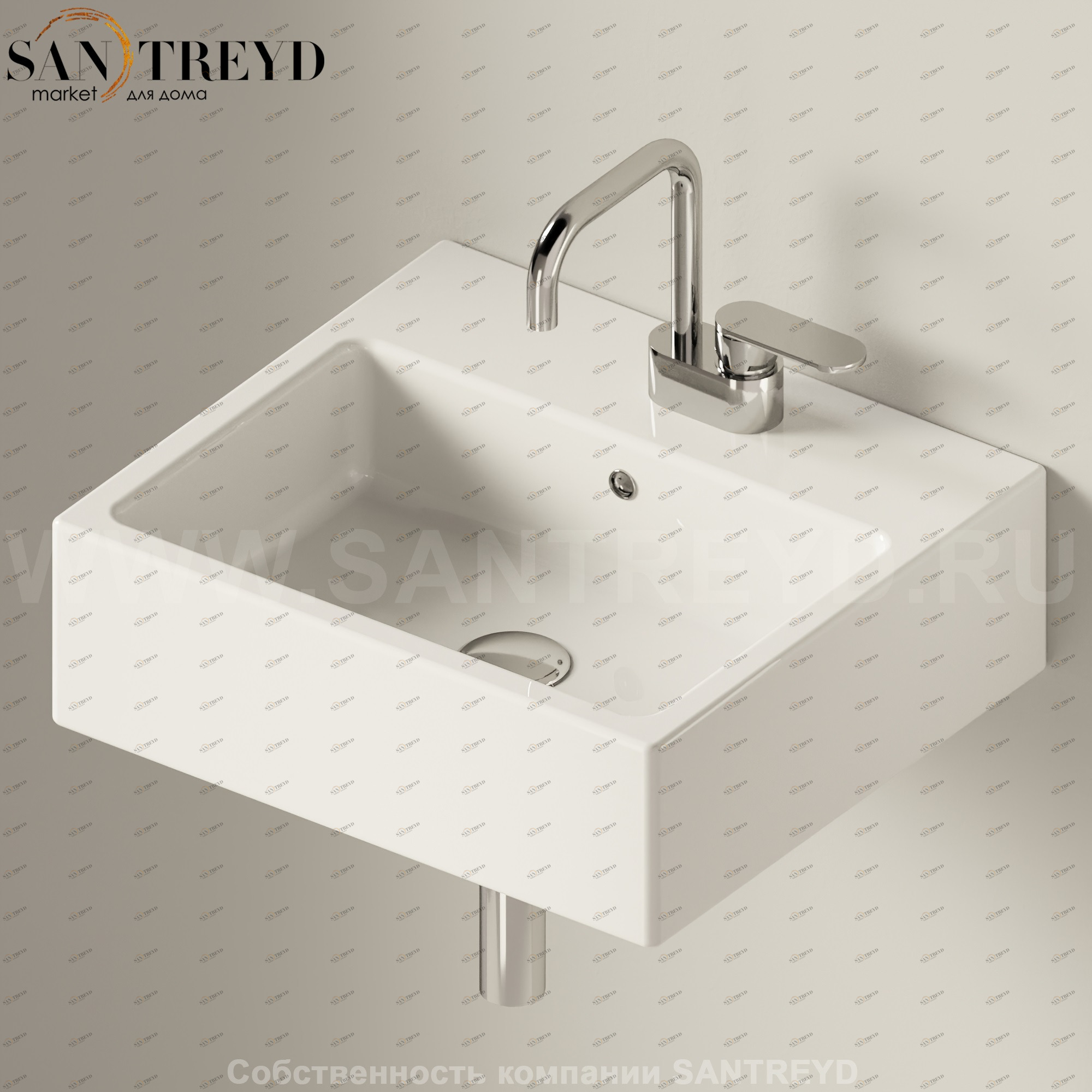 50589016 Подвесная раковина настенная прямоугольная Ceramica Flaminia Acquagrande белая