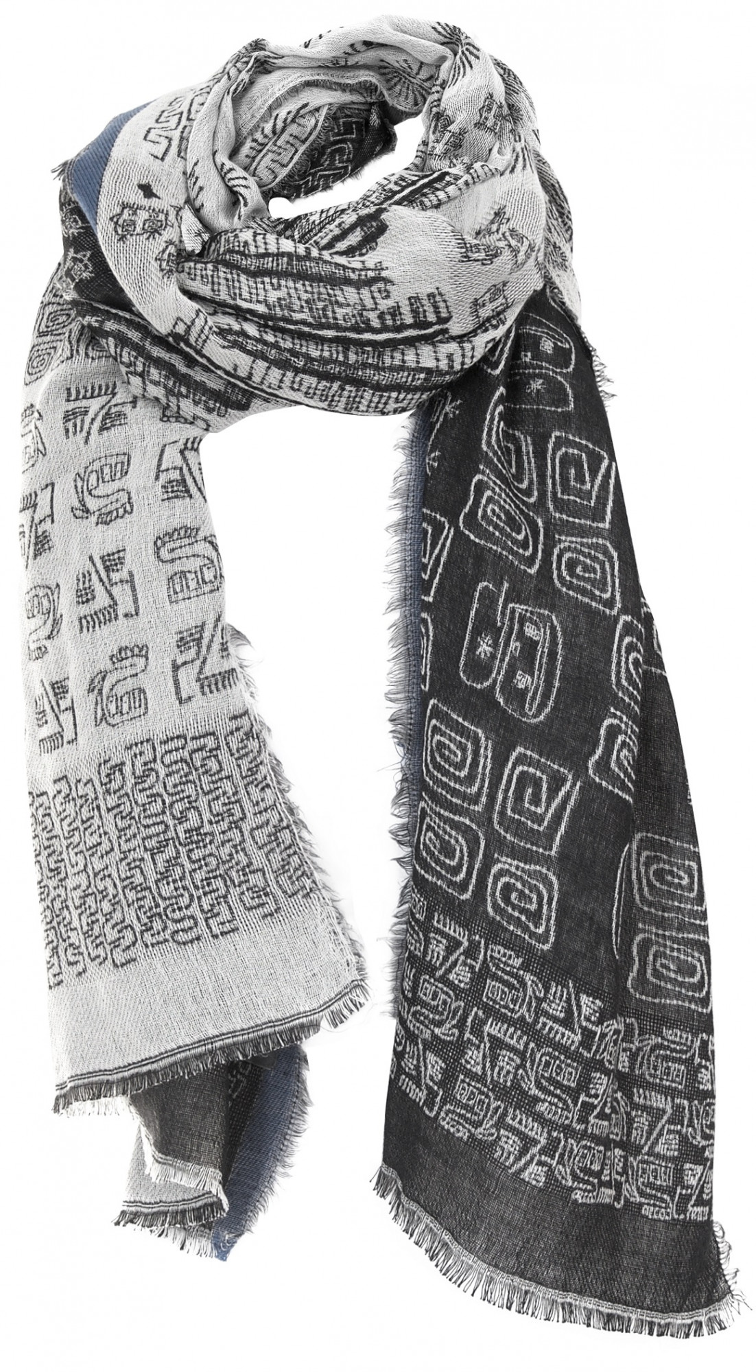 HUGON_B Шарф черно-белый 50/210 шерсть PETRUSSE Santreyd 