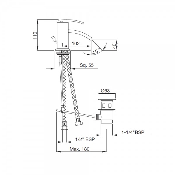 XQU-CHR-43213B Смеситель для биде Artize Xquisite Хром  - Вид №1