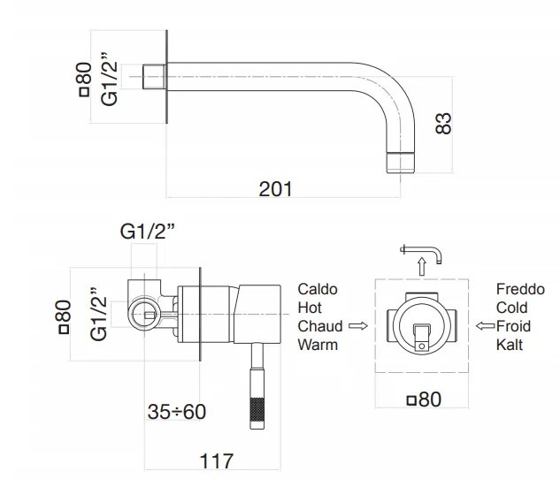 RI830606010 Смеситель для раковины Webert Rimini - Вид №1