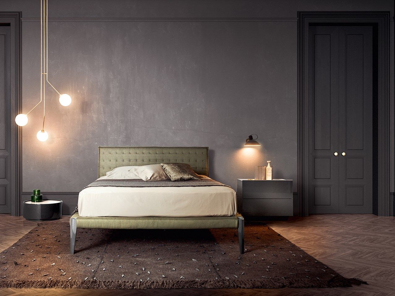 Двуспальная кровать из ткани с капитонным изголовьем Pianca SPILLO ARCH-00117567 - Вид №4