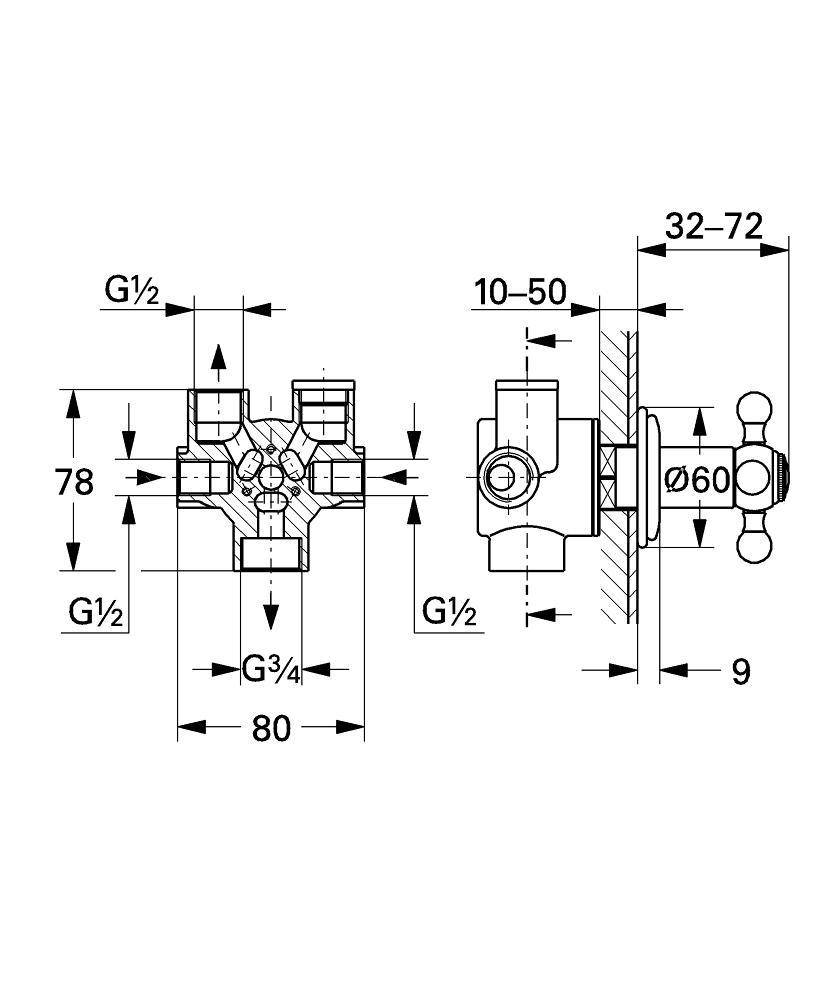 29010IG0 Внешняя часть переключателя Grohe Sinfonia хром золото - Вид №1