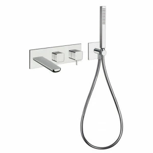 CRIKG103 Внешние части смесителя для ванны / душа для CRICS100 (правая сторона) - CRICS101 (левая сторона) с переключателем на 3 выхода, ручным душем из латуни с защитой от известкового налета, гибким шлангом LONG LIFE и металлической пластиной Cristina R