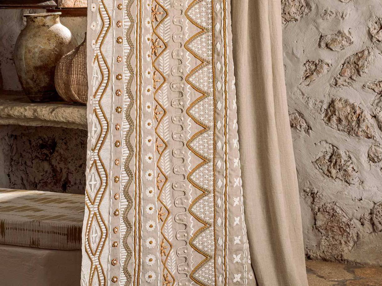 Льняная вышитая ткань Élitis Baléares ARCH-00023483 - Вид №1
