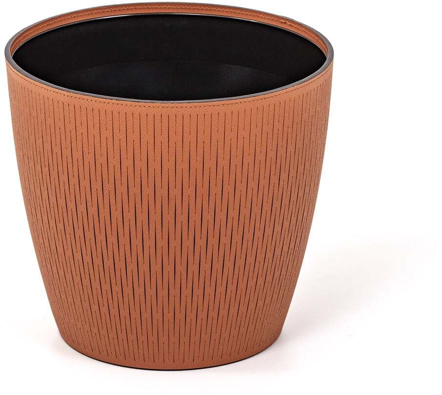 Ваза Silvy - Ø 25XH23 см / регенерированная зернистая кожа_coffee