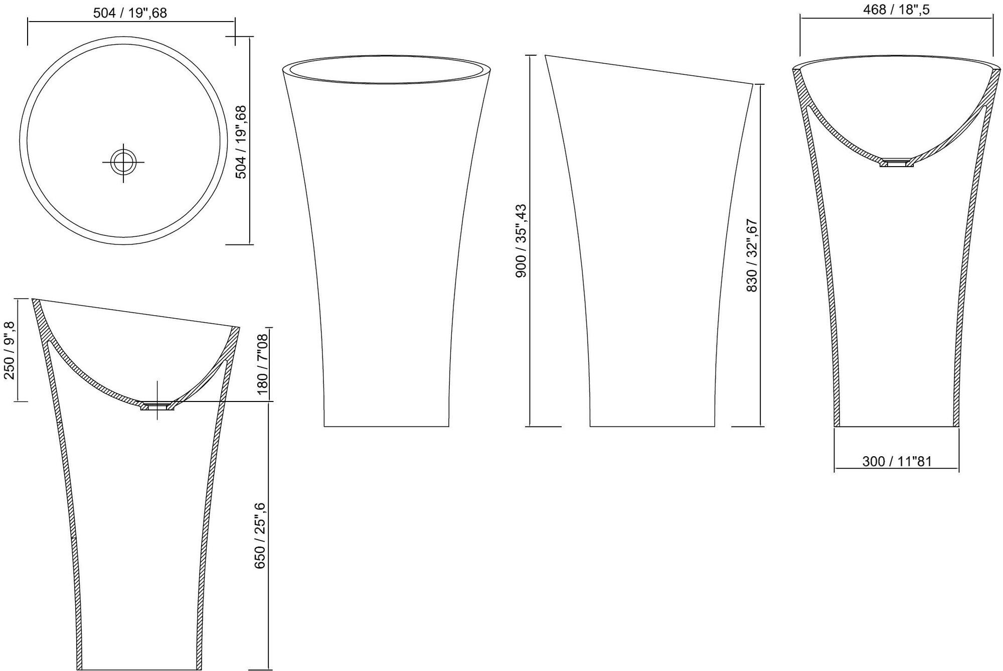 Evc Напольная раковина стоящая овальная MOMA Design Evoque - Вид №2
