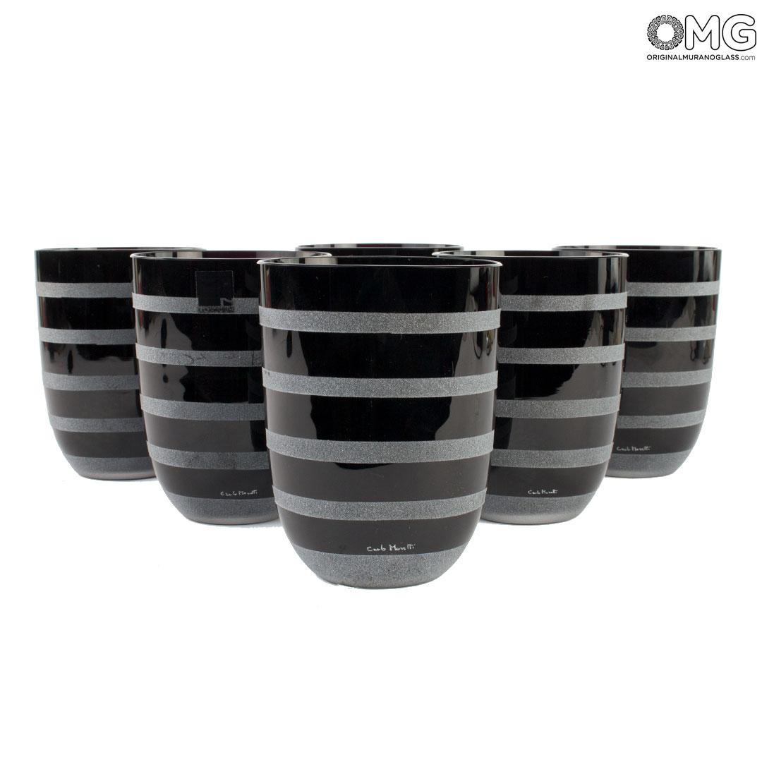 1738 ORIGINALMURANOGLASS Набор из 6 бокалов Nero J - Черный - Carlo Moretti - муранское стекло 8 см  - Вид №1