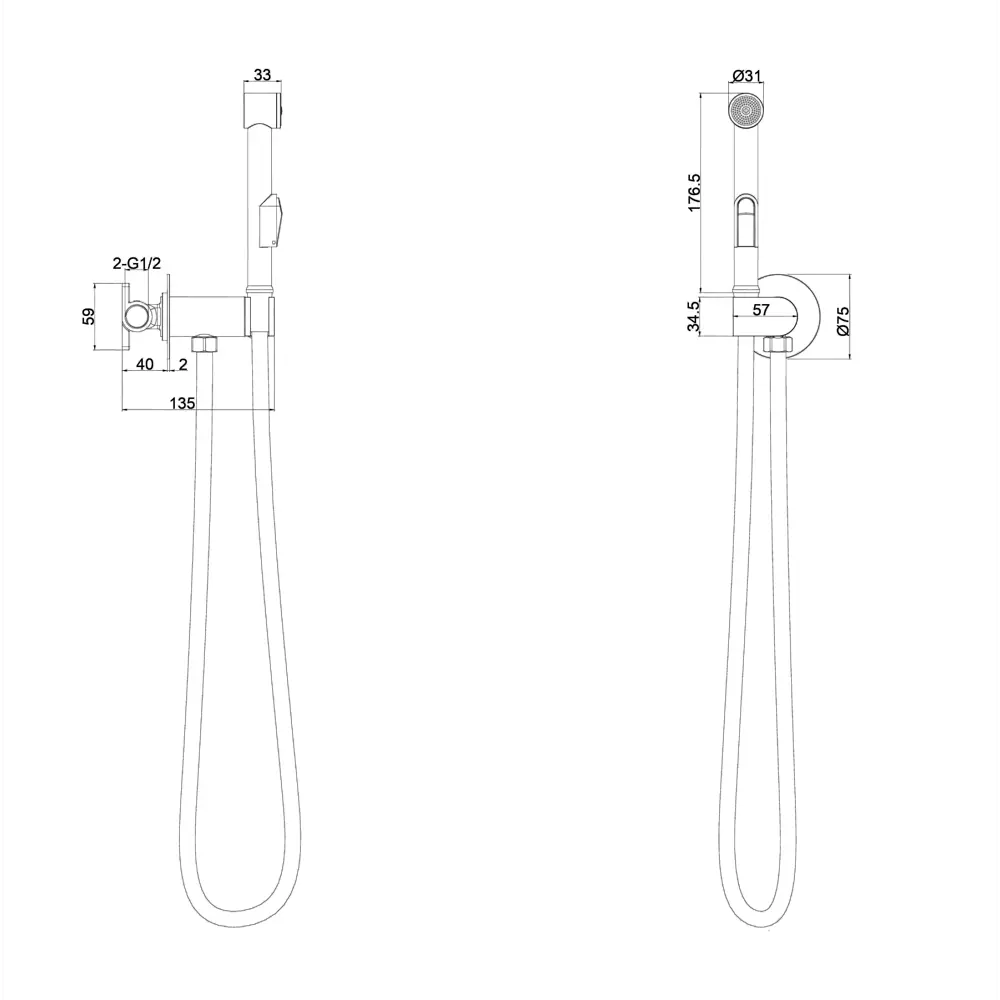 Гигиенический душ Esko Marburg набор со смесителем цвет черный STLM-2203240 - Вид №3