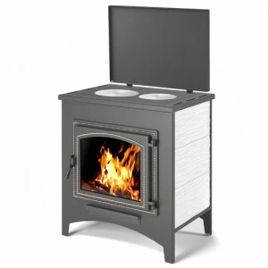 Печь-камин Везувий ПК-04 (240) с плитой (бежевый)