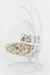Подвесное кресло двухместное белое из искусственного ротанга 44-002-03 VINOTTI  00-3885137 Белый;красный;розовый;разноцветный