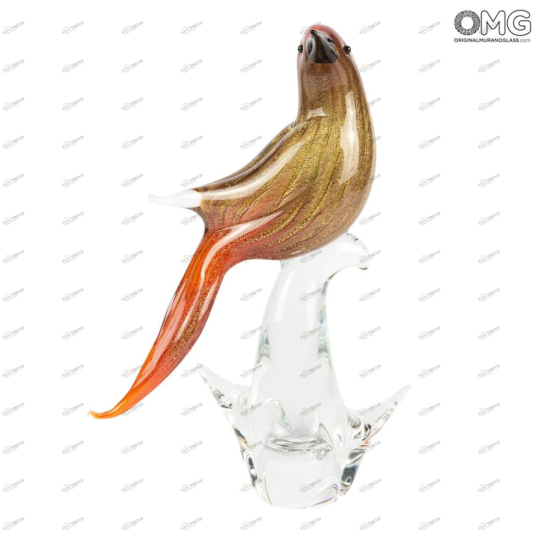 2911 ORIGINALMURANOGLASS Скульптура - красный дрозд - Original Murano Glass OMG 20 см 