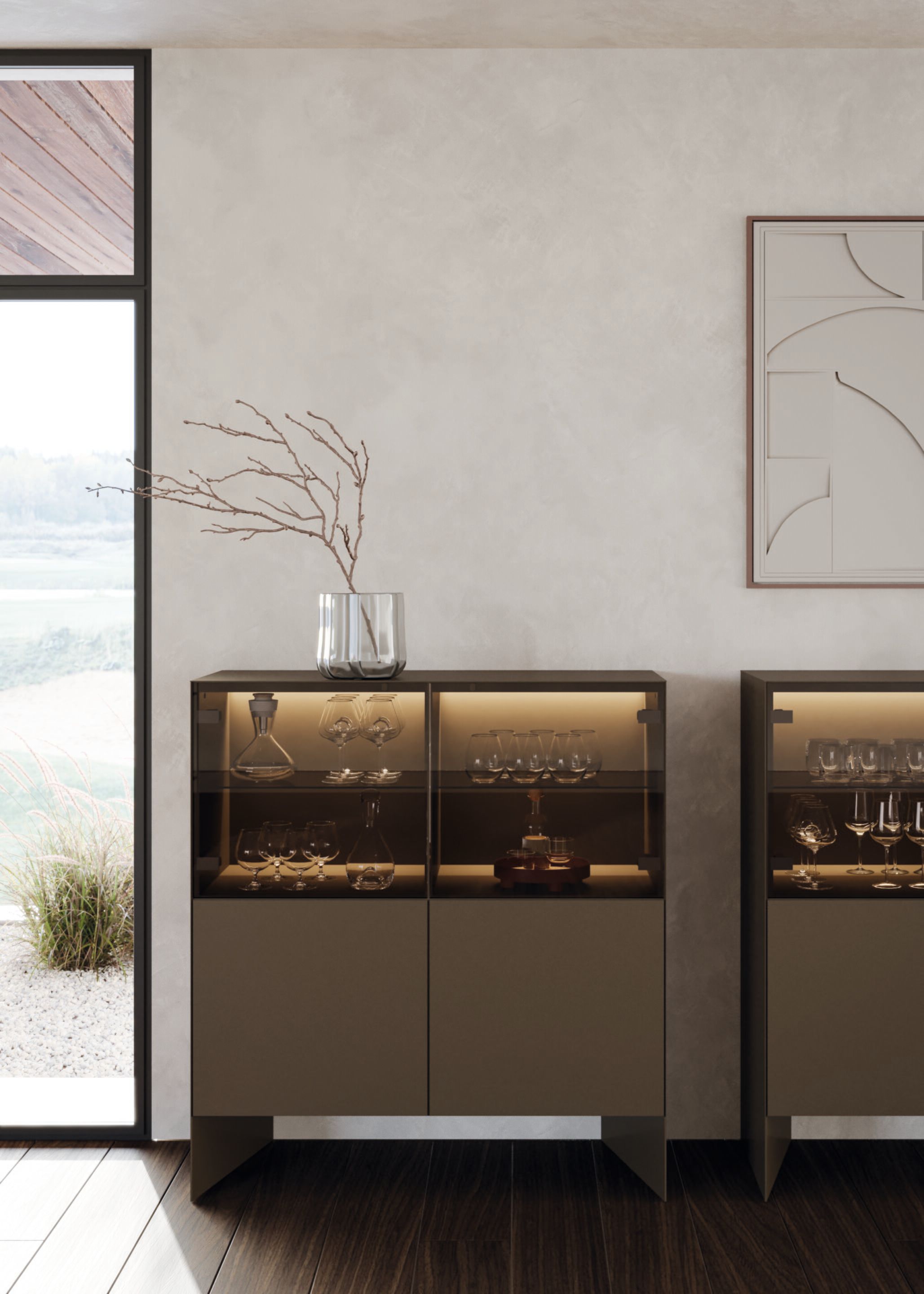 Металлический шкаф с распашными дверями Ronda Design NEMESI GLASS ARCH-00062212 - Вид №1