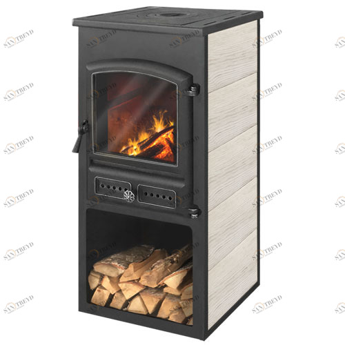 Печь-камин Этна (БКД) с плитой «Бежевая» высокая 5059