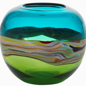 Ваза стеклянная разноцветная 17х18 см GARDA DECOR - 045406 Голубой;зеленый;разноцветный