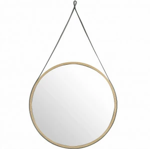 Зеркало на ремне круглое деревянное дуб диаметр 75 см от Angel Cerda ANGEL CERDA ДИЗАЙНЕРСКИЕ 241942 Бежевый