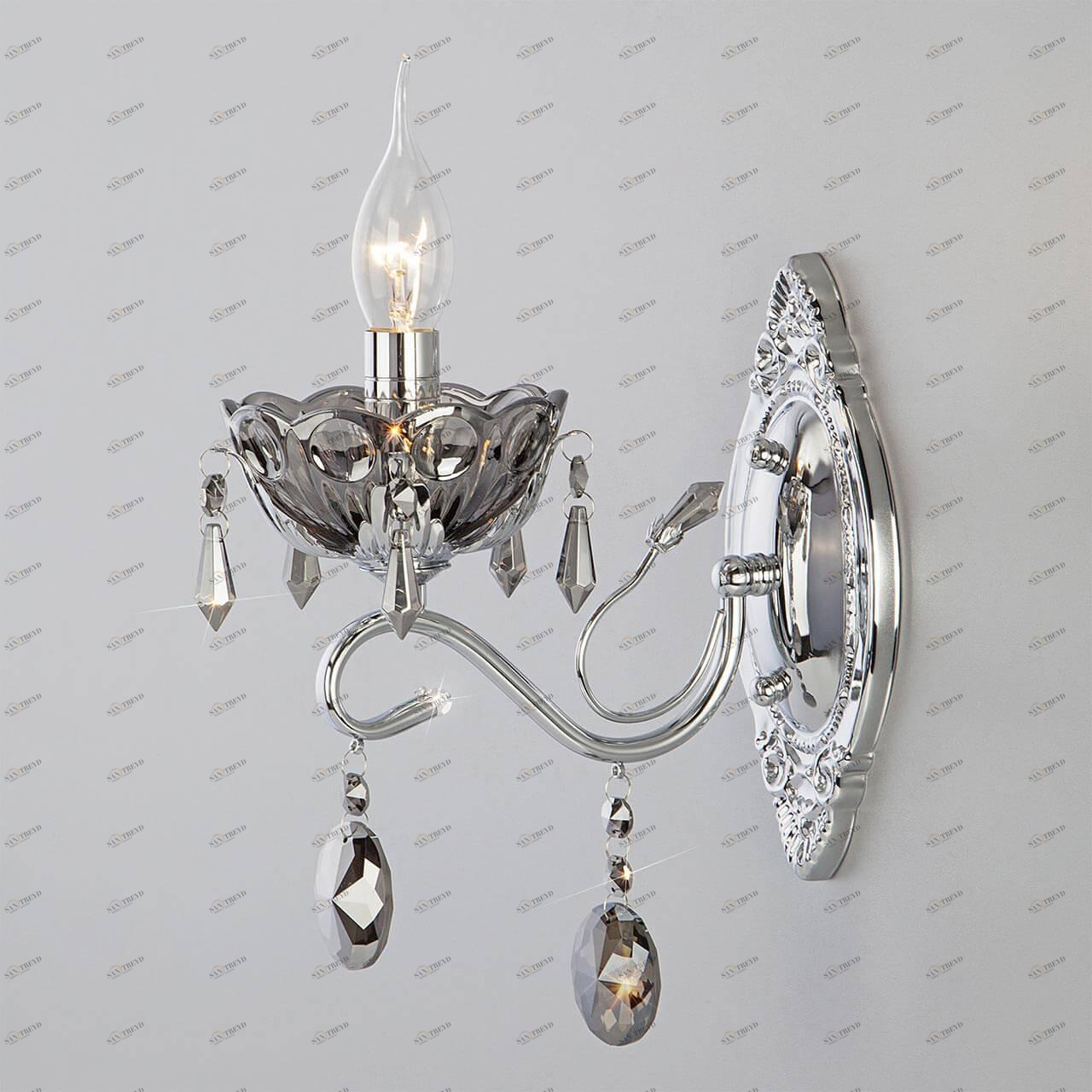 Бра хрустальное дымчатое Teodore 10103/1 EUROSVET СВЕЧА 00-3930356 Прозрачный;серый 