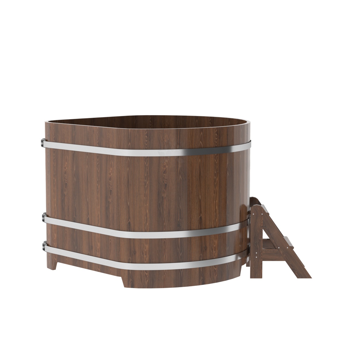 1365 Купель угловая из дуба 1,37х1,37х1,1 морёная Alyarus  - Вид №2