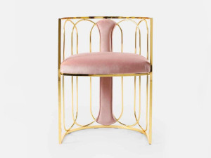Латунный стул с мягким сиденьем