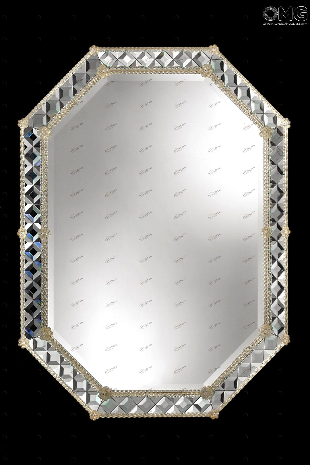 692 ORIGINALMURANOGLASS Венецианское зеркало Navagero - муранское стекло OMG  см 
