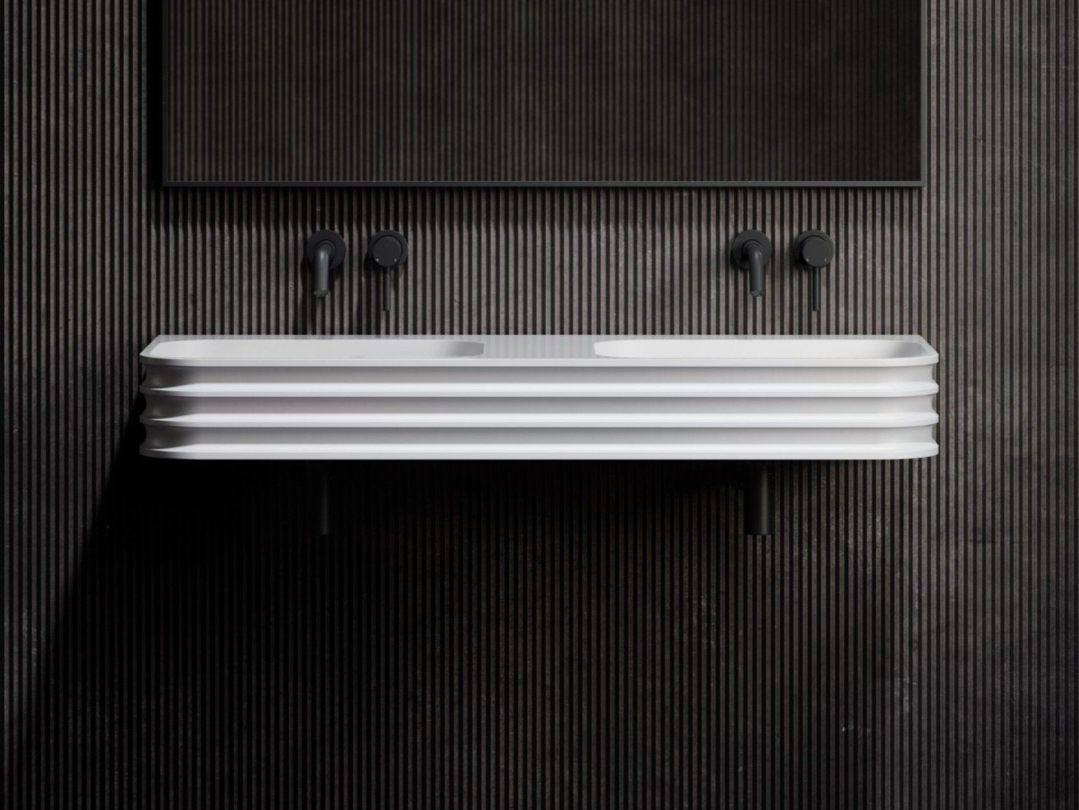 Прямоугольный двойной подвесной умывальник из смолы LUSSO Maddox ARCH-00083778