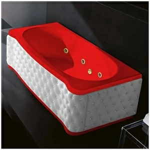 Ванна Gruppo treesse New Classic Young STD-V6747-SX-KBS-KZ красная с золотой фурнитурой и гидромассажем прямоугольная левая белая кожа кристаллы сваровски