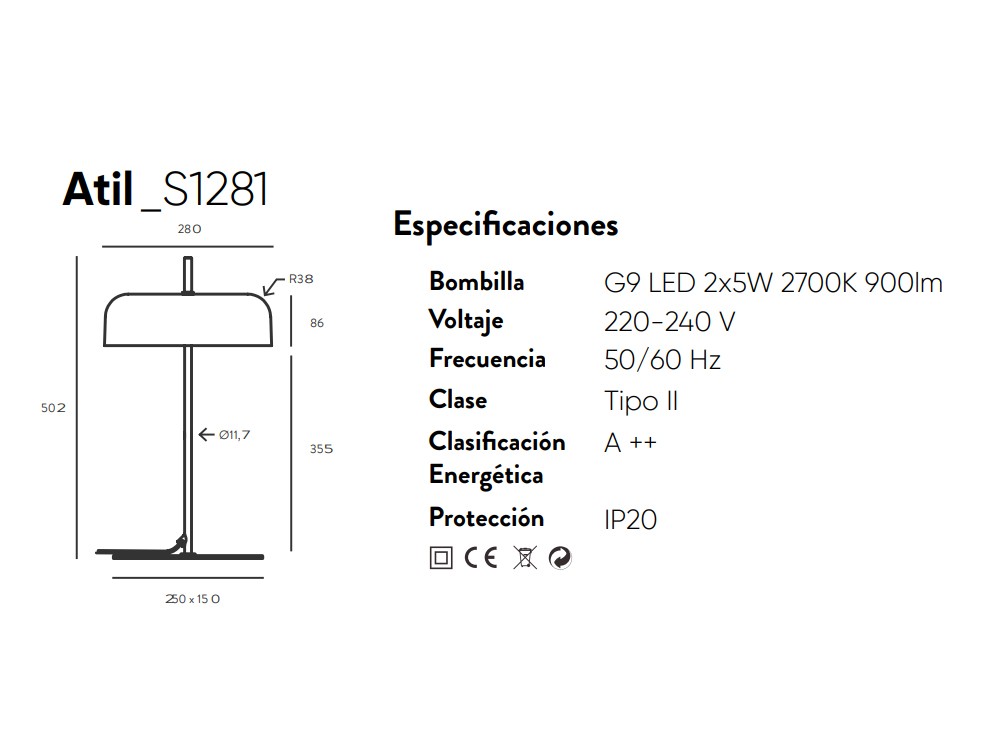 092106 Настольная лампа черная Aromas del Campo Atil 