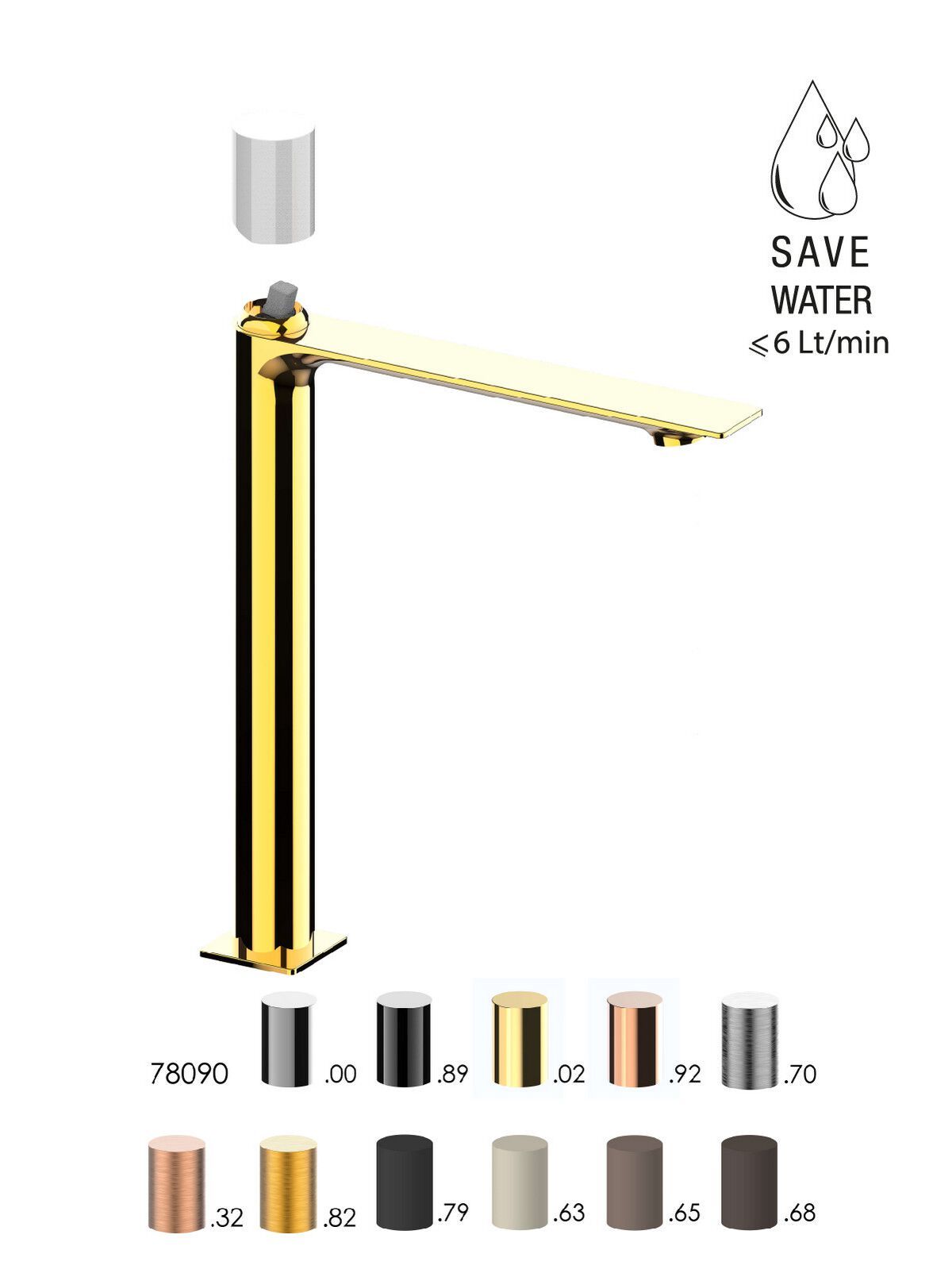 Смеситель для раковины высокого пола с ограничителем расхода Rubinetterie Frattini Narciso S ARCH-00042651 - Вид №3