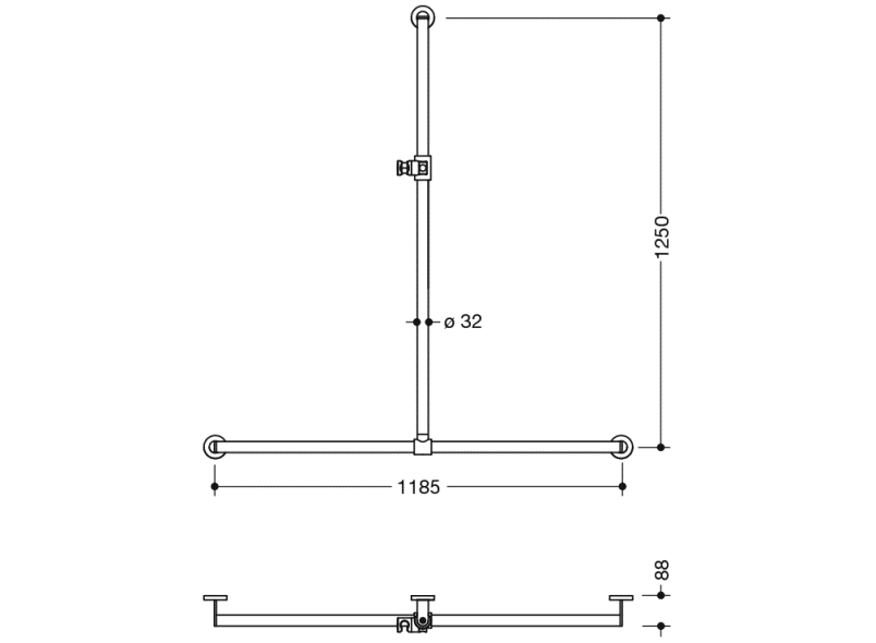 900.35.40260 Поручень для душа с выдвижным держателем для душа HEWI Greifen  - Вид №7