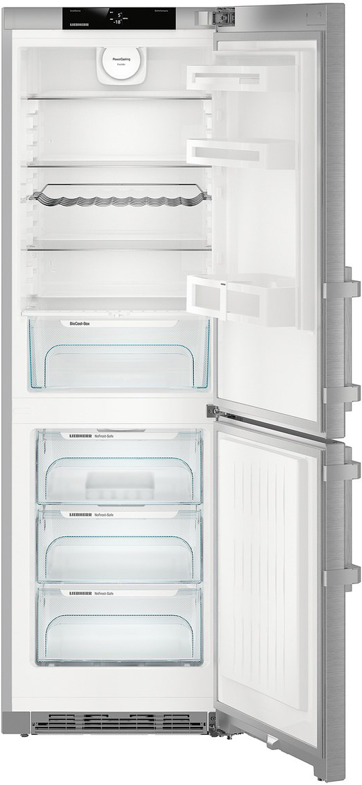CNef 4335-21 001 Холодильник / 185х60х66.5 см, объем камер 220+101, no frost, морозильная камера нижняя, двери: нерж.сталь, серебристый Liebherr  - Вид №5