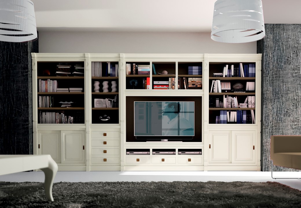 107431 Модульная стенка для гостиной Escorial белая La Ebanisteria Hamster 