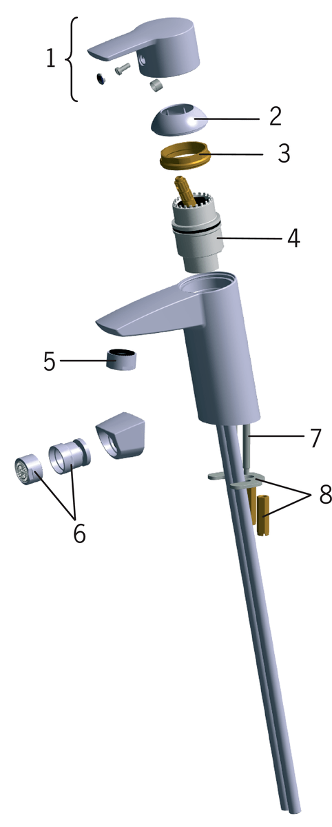 Oras 2804 Смеситель для умывальника 2804 Cubista Хром  - Вид №5