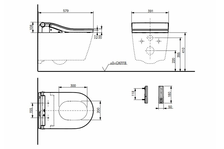 Керамический подвесной туалет биде с ручным душем TOTO Washlet® ARCH-00038309 - Вид №8