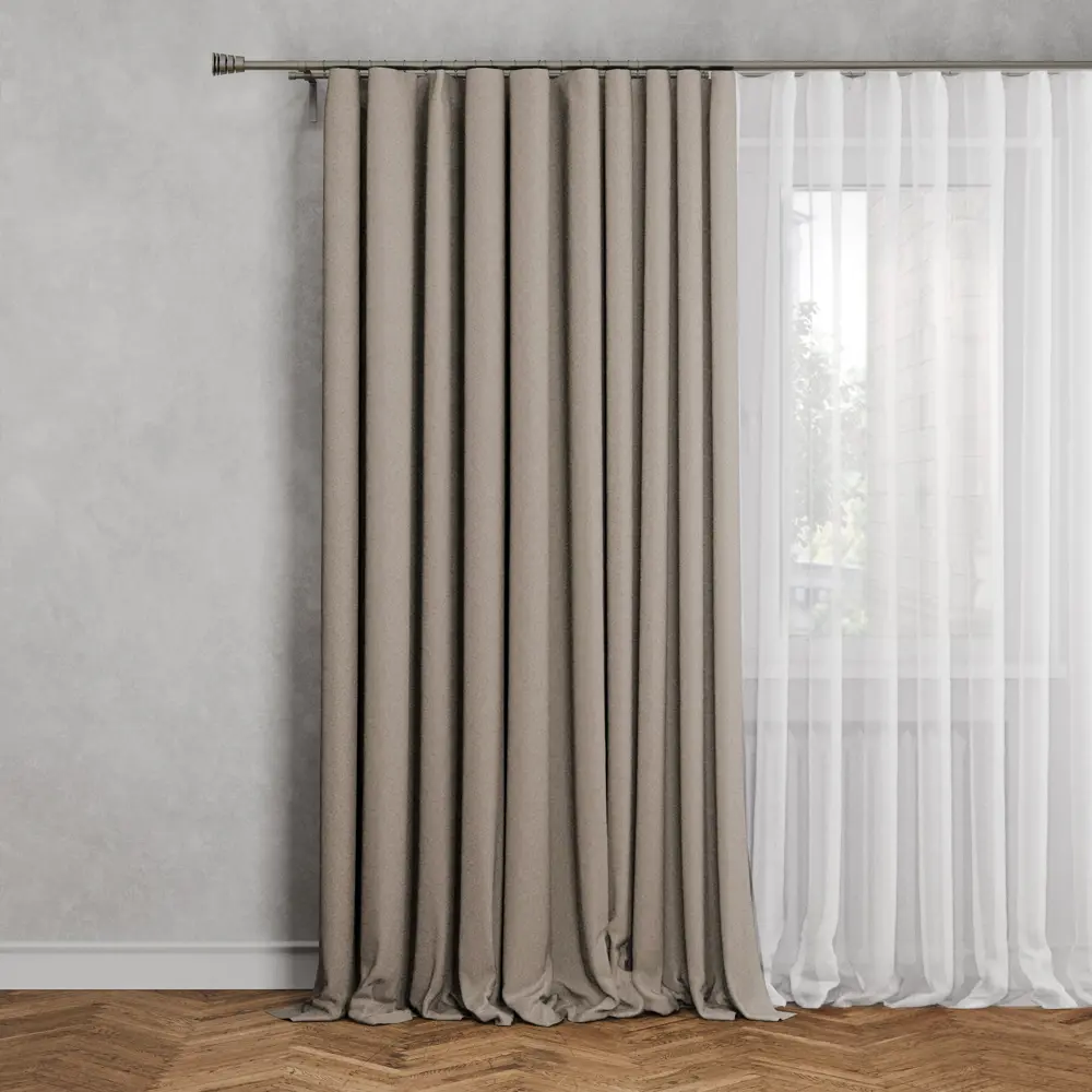 Santreyd Анора - штора на ленте бежево-серого цвета 160x260 см 89375980 STLM-1516474
